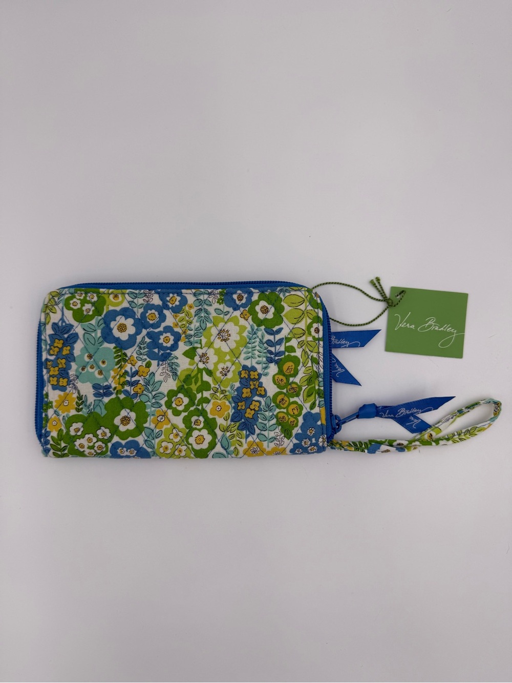 Vera Bradley Blue & Green English Meadow Floral Zip Around Wallet Retired NWT